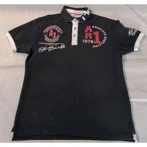 Absolute Rebellion St Barth Port Crew Sailing Black Size Large Polo T-shirt